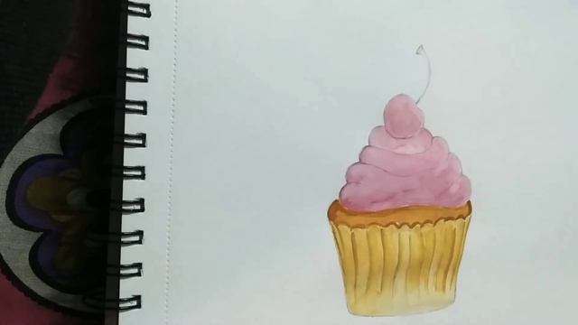 Watercolor Cupcake Painting | How to draw easy Cupcake with Cherry смотреть онлайн