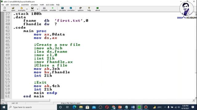 File handling in Assembly Language | Create| Open | Close a File| Read & Write Data from File смотреть онлайн