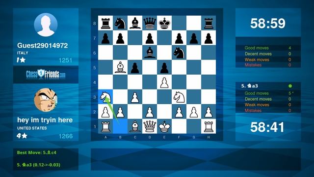 Chess Game Analysis: hey im tryin here - Guest29014972 : 1-0 (By ChessFriends.com) смотреть онлайн