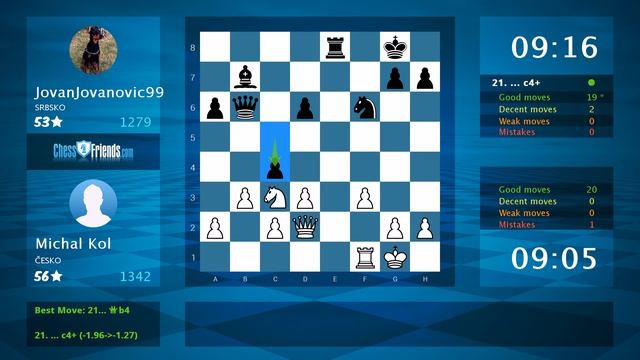 Chess Game Analysis: Michal Kol - JovanJovanovic99 : 1-0 (By ChessFriends.com) смотреть онлайн
