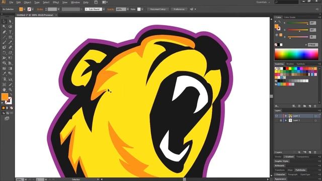 Adobe Illustrator BEAST mascot logo - speed art смотреть онлайн