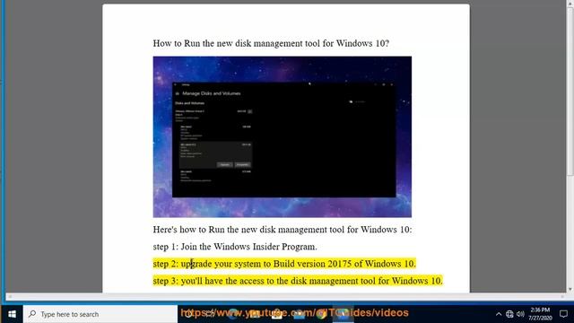 Run new disk management tool for Windows 10 v20175 смотреть онлайн