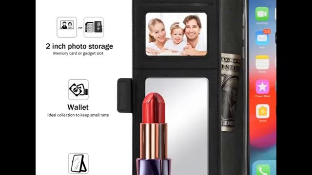 iPhone 11 Pro Leather Case with Mirror and Card Slots Black смотреть онлайн