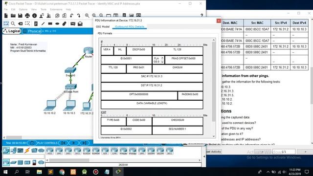 CCNA RS1 - 5.3.1.3 Packet Tracer - Identify MAC and IP Addresses смотреть онлайн
