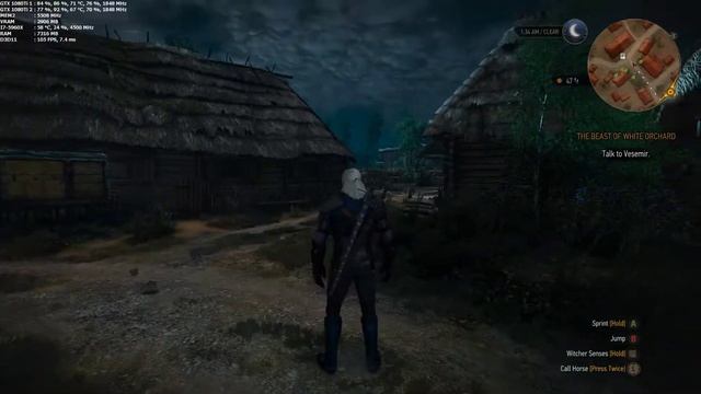 The Witcher 3 1440p@165hz 5960x @4.5GHz with 2 GTX 1080 Ti’s смотреть онлайн