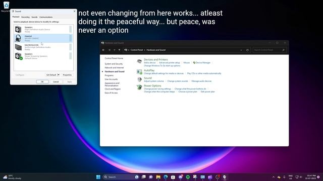 Windows 11 (or 10) not changing / switching to another Audio Device fix (sort of.. eh...) смотреть онлайн