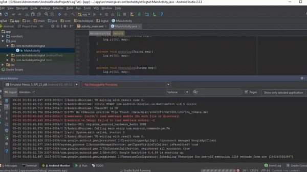 Working with logcat in android studio