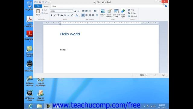 Windows 8 Tutorial Closing a Document in WordPad Microsoft Training Lesson 7.7 смотреть онлайн