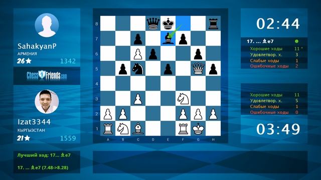 Chess Game Analysis: Izat3344 - SahakyanP : 1-0 (By ChessFriends.com) смотреть онлайн