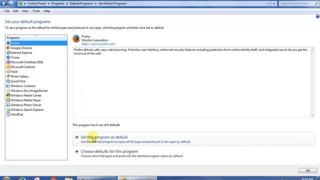 Change Default Web Browser to Mozilla Firefox in Windows 7 смотреть онлайн