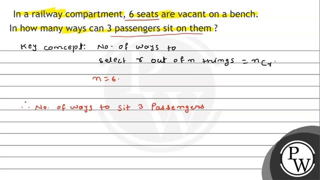 In a railway compartment, 6 seats are vacant on a bench. In how many ways can 3 passengers sit o... смотреть онлайн