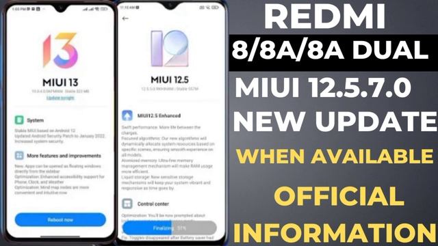 🔴 OFFICIAL INFORMATION : Redmi 8/8A/8A Dual Miui 12.5.7.0 New Update kab milega смотреть онлайн