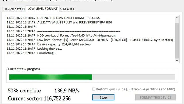 Lexar 120GB NS10 Lite 2.5 SATA Hard Disk Low Level Format TEST смотреть онлайн