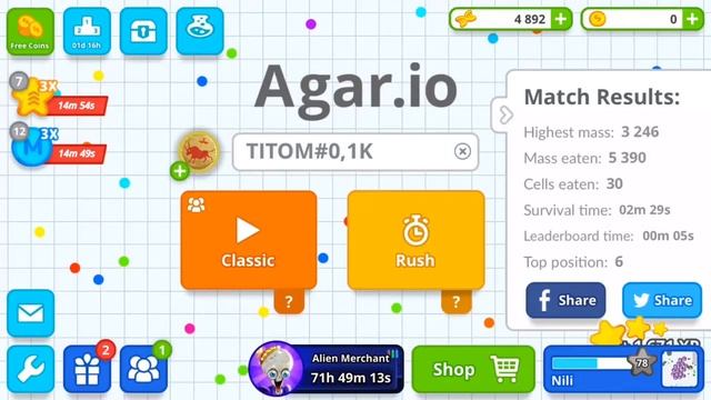 Agar.io Play With Us DNS:8.8.8.8 PARTY:5575DN