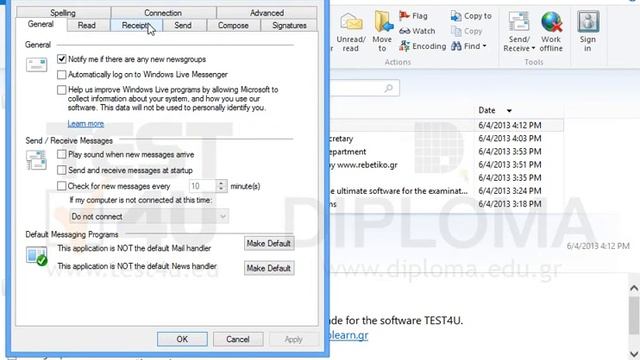 Configure Windows Live Mail so that a reading receipt request appears in all sent messages. смотреть онлайн