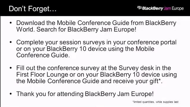 BlackBerry Jam Europe 2013 - JAM378 -- BlackBerry 10 SDK Roadmap смотреть онлайн