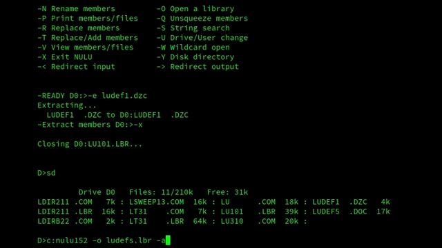 Working with .LBR files on CP/M смотреть онлайн