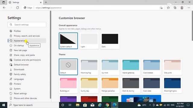 Microsoft Edge new customization settings dark mode on and themes change смотреть онлайн
