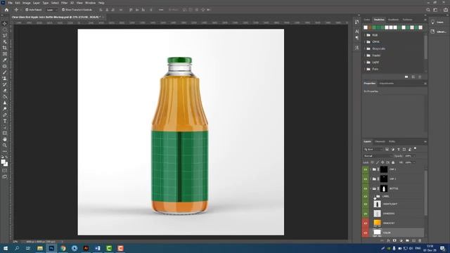 Clear Glass Red Apple Juice Bottle Mockup смотреть онлайн