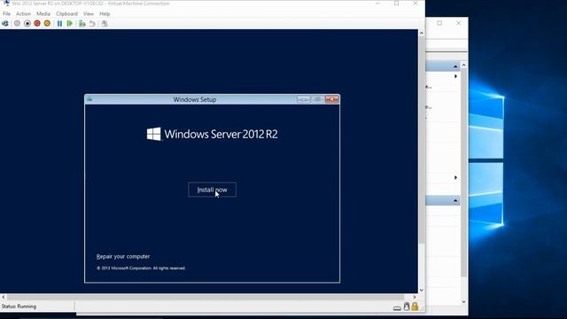 Create Hyper-V Virtual Machine (Server 2012 Standard R2) on Windows10 - External Virtual Switch смотреть онлайн