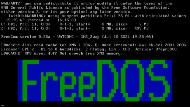All FreeDOS Special CD Boot Options (Beta 9 RC4 ~ 1.3) смотреть онлайн