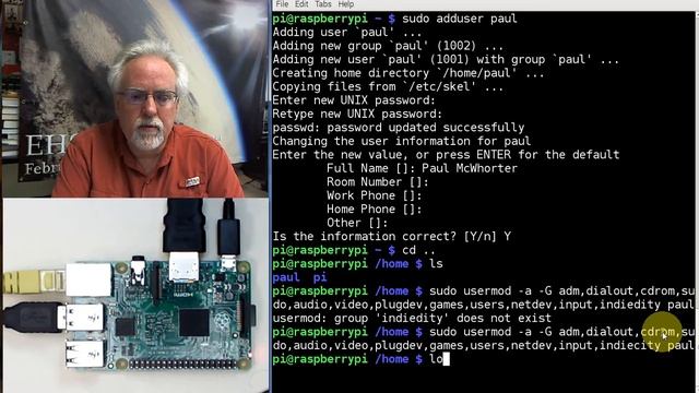 Raspberry Pi Linus LESSON 21: Create a New admin User Like Pi смотреть онлайн