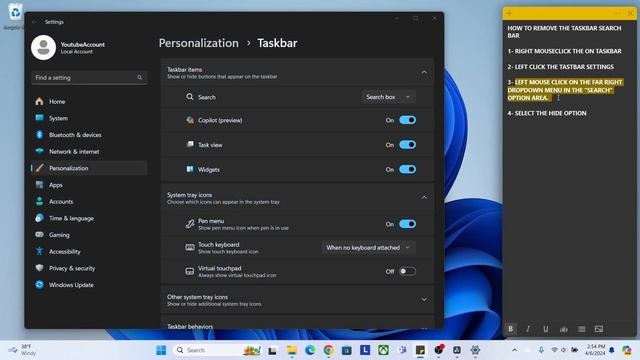 How to remove the search bar in the taskbar WINDOWS 11 смотреть онлайн