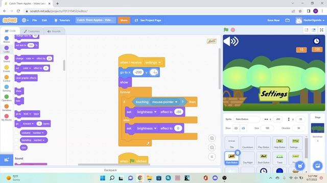 Scratch Catch Them Apples Week 2 Deepdive Rain Button Code Step 4 смотреть онлайн