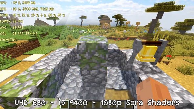 Minecraft 1.17.1 OptiFine Sora Shaders UHD 630 i5 9400 Win 11 FPS Test смотреть онлайн