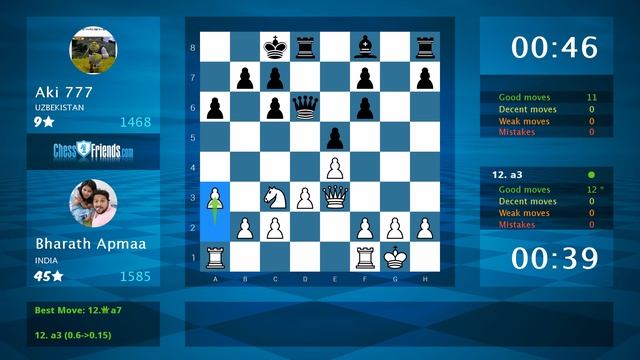 Chess Game Analysis: Bharath Apmaa - Aki 777 : 1-0 (By ChessFriends.com) смотреть онлайн