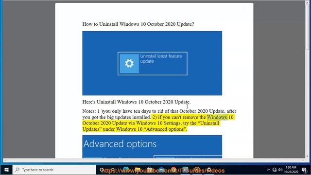 Uninstall Windows 10 October 2020 Update (in TEN days - 10/26/2020 Re-updated) смотреть онлайн