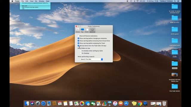 HOW TO ENABLE OR DISABLE REMOVE ITEMS FROM THE TRASH AFTER 30 DAYS IN MAC OS MOJAVE смотреть онлайн