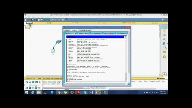 Maira Zambrano - Laboratorio Cisco CCNA_1: 2.1.4.8 Packet Tracer Navigating the IOS смотреть онлайн