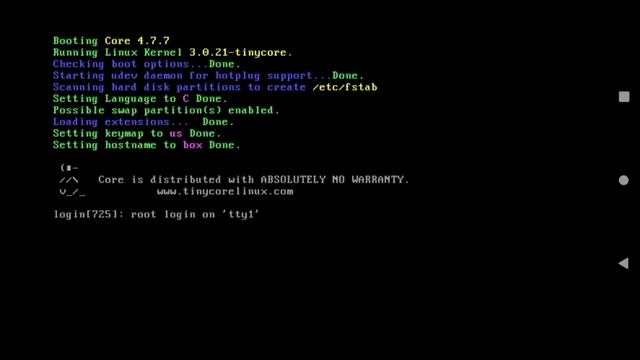 Tiny Core Linux on Limbo PC Emulator Android смотреть онлайн