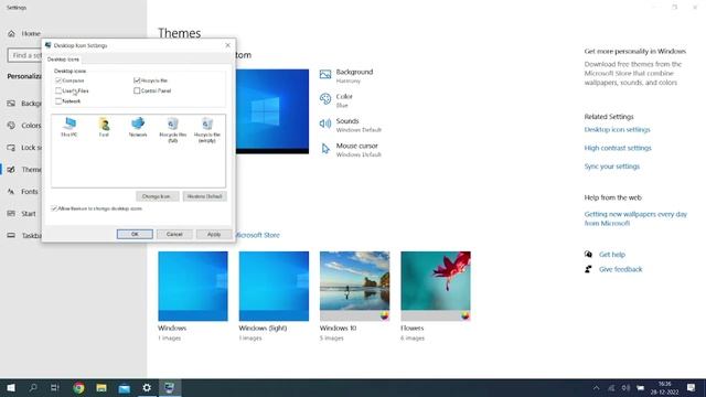 How to show Desktop icons My Computer This PC Network and Control Panel in Windows 10 English смотреть онлайн
