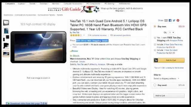 NeuTab 10.1 inch Quad Core Android 5.1 Lollipop OS Tablet PC 16GB - black friday 2016 смотреть онлайн