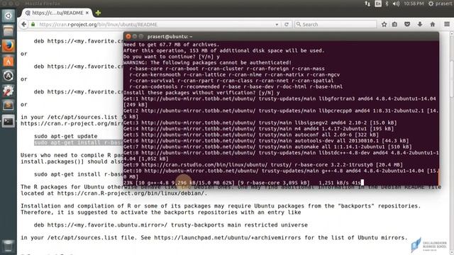 การใช้โปรแกรม R: การติดตั้ง R และ RStudio บน Ubuntu 14.04 (Install R and RStudio on Ubuntu) смотреть онлайн