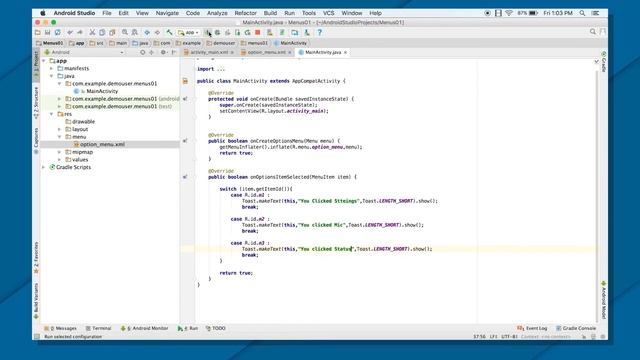 Menus DEMO (Android Development Fundamentals, Unit 2: Lesson 4.2) смотреть онлайн