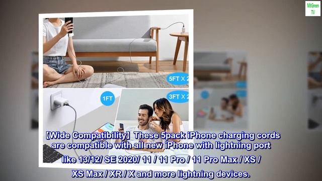 iPhone Charger, Sundix Lightning Cable [MFi Certified] 5Pack [1/3/3/5/5FT] iPhone Charger Cable Cor смотреть онлайн