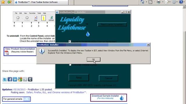 How To Install FirstButton Using Internet Explorer 7