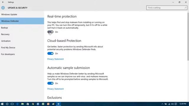 Windows Defender - Turn On or Off in Windows 10 смотреть онлайн