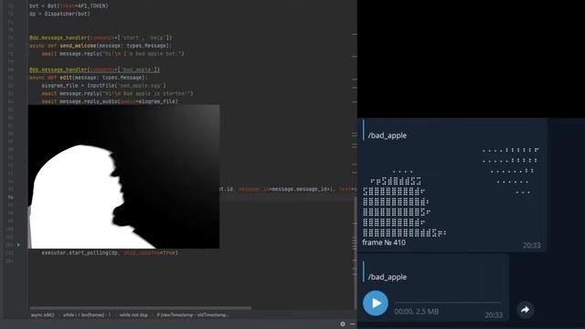 Bad Apple but its telegram message | telegram bot | смотреть онлайн