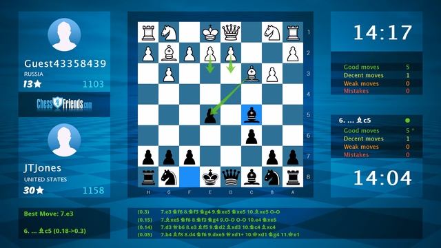 Chess Game Analysis: Guest43358439 - JTJones : 0-1 (By ChessFriends.com) смотреть онлайн