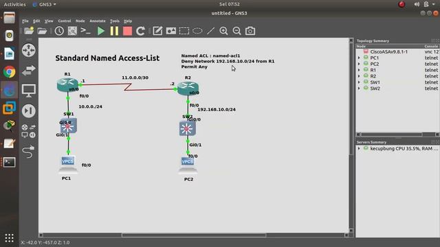 Standard Named Access-List Cisco in GNS3 смотреть онлайн