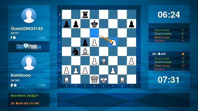 Chess Game Analysis: bombooo - Guest29633145 : 1-0 (By ChessFriends.com) смотреть онлайн