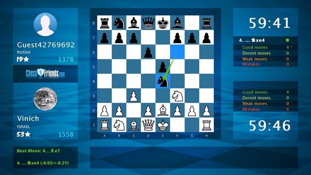 Chess Game Analysis: Vinich - Guest42769692 : 1-0 (By ChessFriends.com) смотреть онлайн