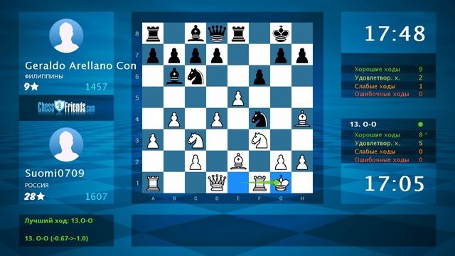 Chess Game Analysis: Suomi0709 - Geraldo Arellano Con : 1-0 (By ChessFriends.com) смотреть онлайн