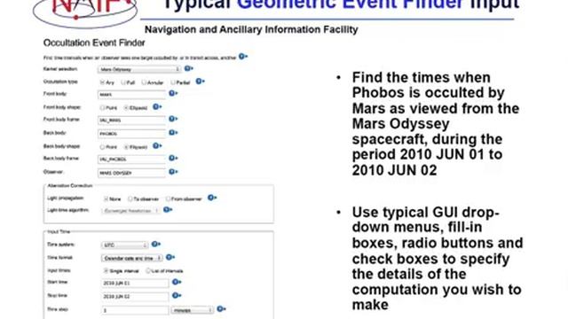 WebGeocalc: Web Interface to SPICE (B. Semenov) смотреть онлайн