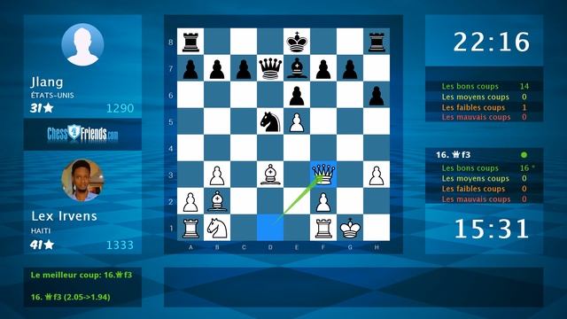 Chess Game Analysis: Lex Irvens - Jlang : 1-0 (By ChessFriends.com) смотреть онлайн