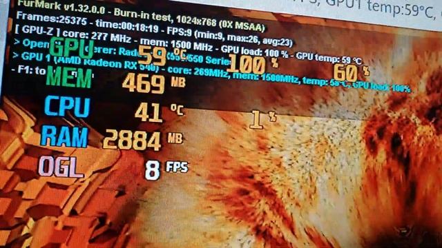 Powercolor RX 550 2GB GDDR5 Bulk. Test en Furmark смотреть онлайн
